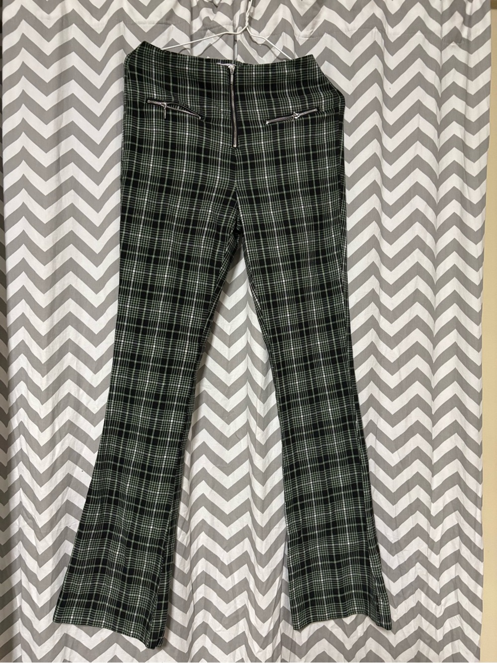 SO Green and Black Plaid Skirt
